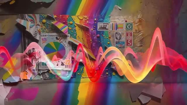 Neon Lights Pulsing in Art Gallery Installation