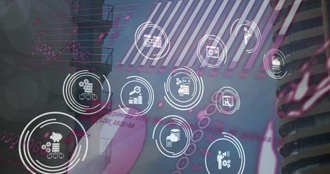 abstract digital technology network with connection icons - Download Free Stock Images Pikwizard.com