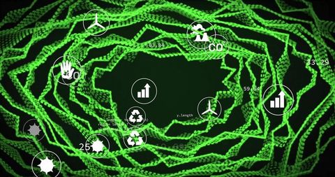 Digital Eco Icons with Network Connection Visuals