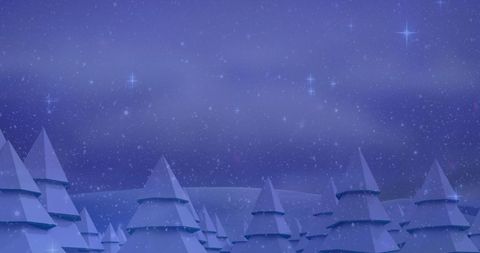 Snowfall on Winter Pines Under Starry Night Sky