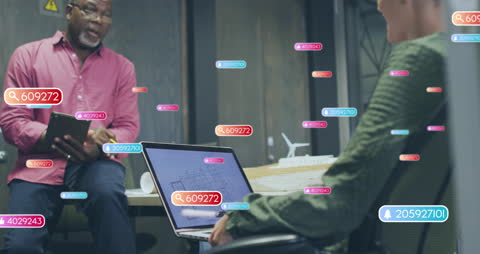 Diverse Business Team Engaging with Virtual Social Media Notifications