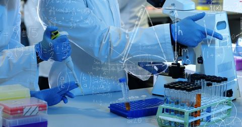 Scientific Research Team Collaborating in Lab with Digital Equations Overlay - Download Free Stock Images Pikwizard.com