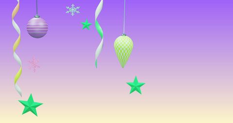 Festive Christmas Ornaments with Stars on Purple Background