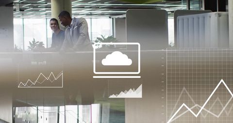 Business Colleagues Discussing Financial Data Concepts in Modern Office