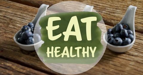 Healthy Eating Concept with Blueberries on Rustic Table