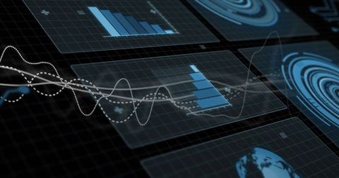 Futuristic Digital Graphs and Data Visualization Interface