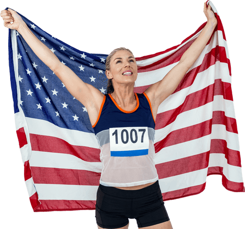 woman athlete celebrating victory holding american flag transparent - Download Free Stock Videos Pikwizard.com
