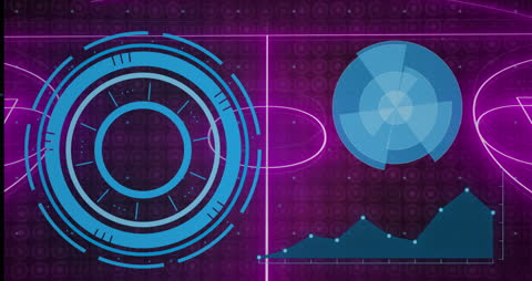 Futuristic Digital Interface with Animated Clock and Graph