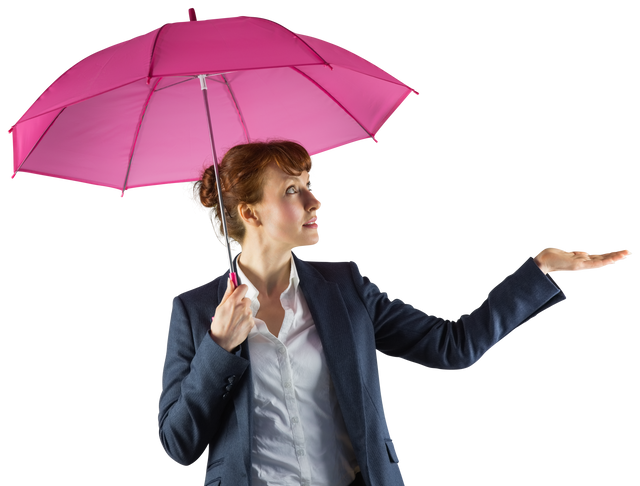 Businesswoman with Pink Umbrella on Transparent Background - Download Free Stock Videos Pikwizard.com