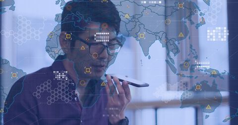 Global Networking Concept with Businessman Using Smartphone and Laptop