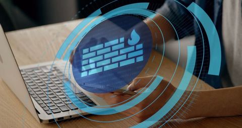 Person Typing on Laptop with Digital Firewall Concept Overlay - Download Free Stock Images Pikwizard.com