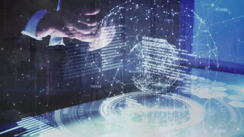 Futuristic Digital Interface with AI and Data Visualization