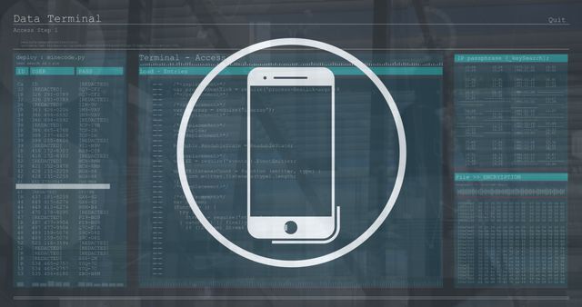 Smartphone on Code Data Terminal Interface Display - Download Free Stock Images Pikwizard.com