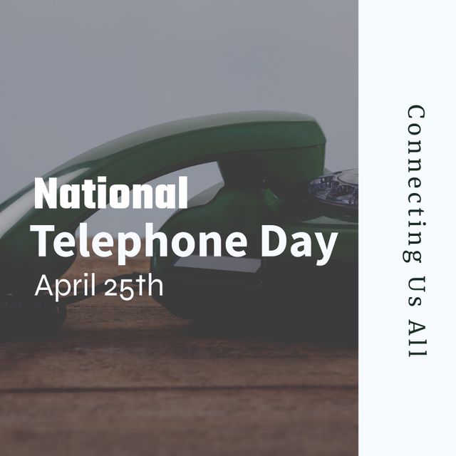 National Telephone Day Celebration with Green Retro Telephone - Download Free Stock Templates Pikwizard.com