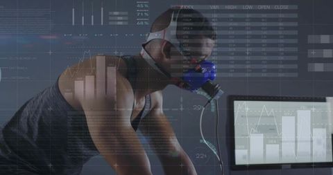 Athlete under Physical Performance Testing with Data Overlays