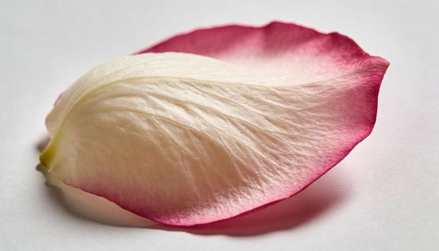Macro rose petal showing ivory center and pink rim with delicate vein texture