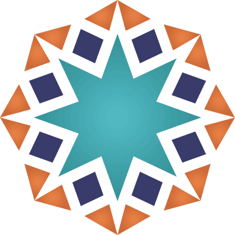 Abstract geometric star ornament on transparent background