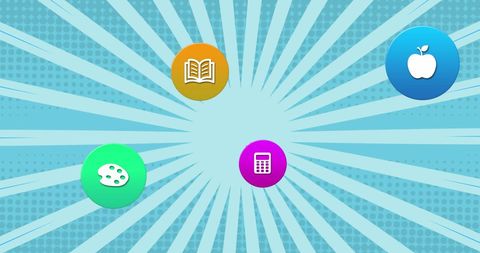 Colorful Education Icons on Blue Background Design - Download Free Stock Images Pikwizard.com