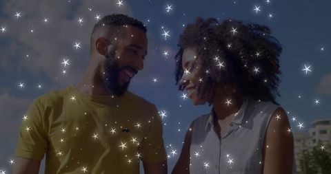 Joyful Walk Under Sparkling Sky with Star Overlays