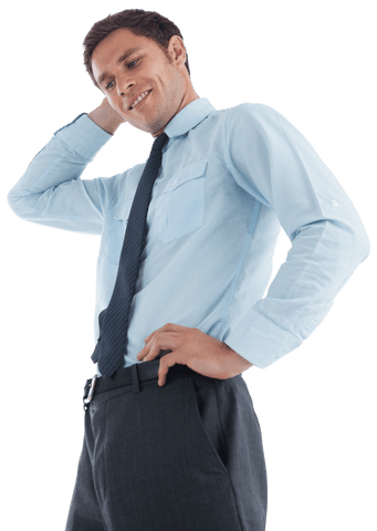Transparent businessman thinking hand on head professional