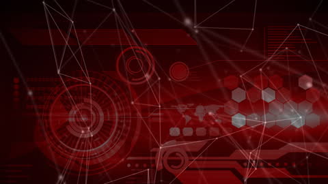 Digital Network Connection on Red Background