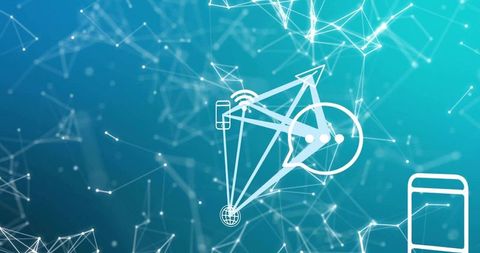 Connecting Teal Mesh Network Visualizing IoT Device Connectivity and Global Data Flow