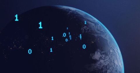 binary data overlay on earth for global connectivity concept - Download Free Stock Images Pikwizard.com
