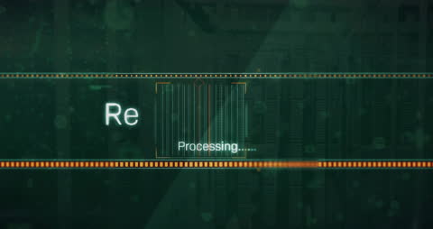 Abstract Digital Interface with Data Processing Animation Overlay