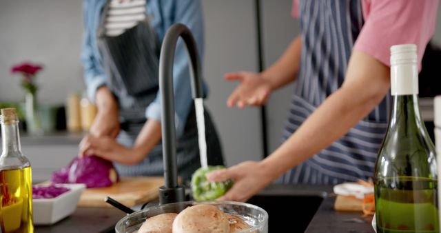 Friends Preparing Meal in Modern Kitchen - Download Free Stock Images Pikwizard.com