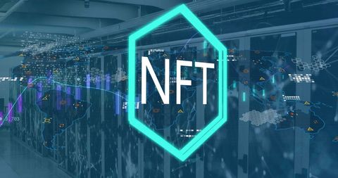 Nft technology concept with global network and digital communication