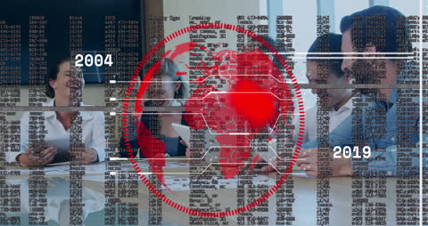 Global Business Networking Team Discussing Data Trends