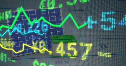 Renewable Energy Market Growth Concept with Solar Panel and Data Graphs - Download Free Stock Images Pikwizard.com