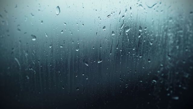 Raindrops Trickling Down Foggy Window Pane Creating Calming Atmosphere