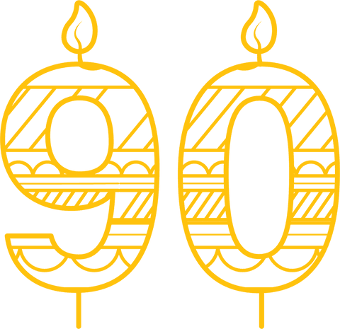 Yellow 90th Birthday Candle with Pattern on Transparent Background - Download Free Stock Videos Pikwizard.com