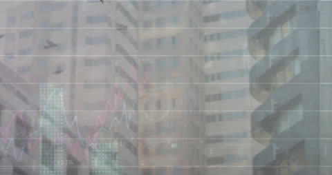 Financial Data Visualization Overlay on Buildings with Graphs