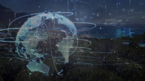 Global Connections Network Over Earth's Imagery