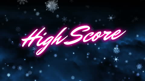 High Score Text Animation with Snowflakes Background