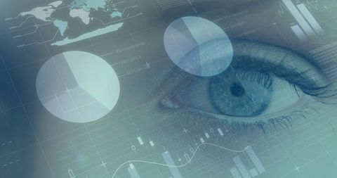 Digital Analytics Superimposed Over Woman's Eye Illustrating Data Processing - Download Free Stock Images Pikwizard.com