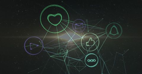 futuristic social media icons in virtual space network - Download Free Stock Images Pikwizard.com