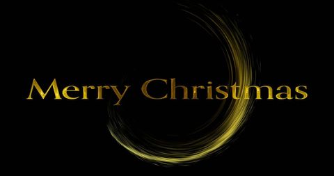 Elegant golden merry christmas text with light trail