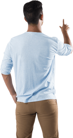Man in Casual Outfit Interacting with Transparent Screen - Download Free Stock Videos Pikwizard.com