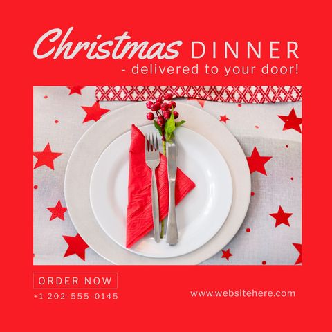 festive christmas dinner table setting with red accents - Download Free Stock Templates Pikwizard.com