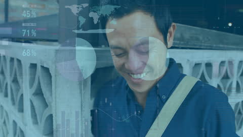 Biracial Businessman Enjoying Digital Finance Interface