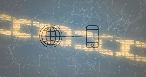 Digital Data Processing with Network Connection Icons - Download Free Stock Images Pikwizard.com