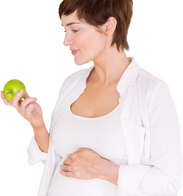 Pregnant Woman Holding Green Apple, Transparent Background - Download Free Stock Videos Pikwizard.com