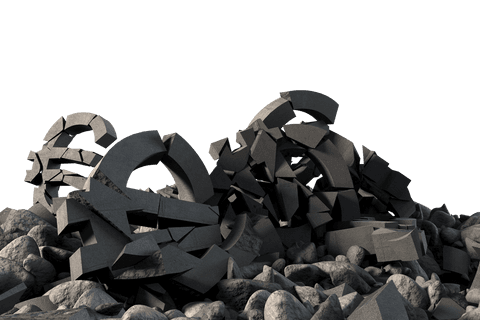 Crumbling Euro Symbols on Transparent Background Reflect Economic Crisis - Download Free Stock Videos Pikwizard.com