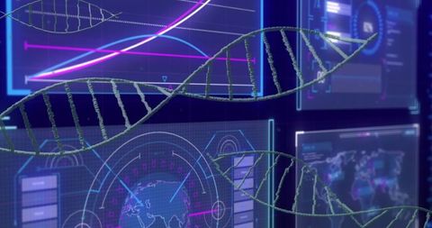 Cutting-Edge DNA Visualization in Futuristic Digital Lab - Download Free Stock Images Pikwizard.com