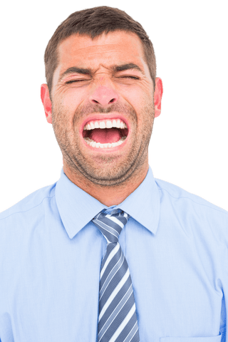 Transparent furious businessman shouting in silence