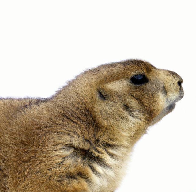 Image of close up of prairie dog on white background. Animals, wildlife and nature concept.