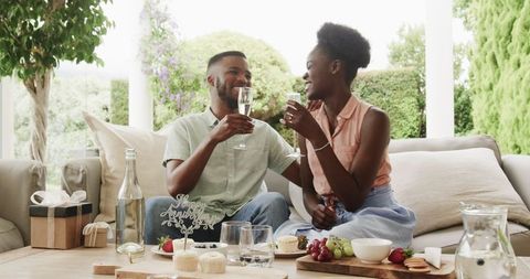 Romantic Anniversary Celebration with Champagne Outdoors